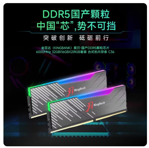 金百达DDR5内存条6000/6400银爵16G/32G黑白