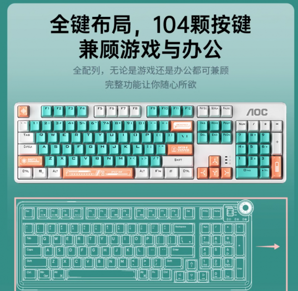 AOC GK410Pro机械键盘鼠标套装有线电竞104键游戏