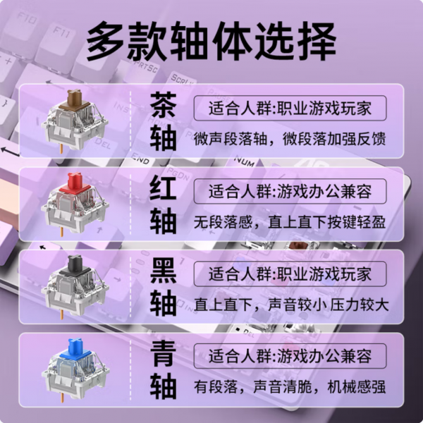 AOC GK410 有线机械键盘鼠标耳机套装 热插拔104键